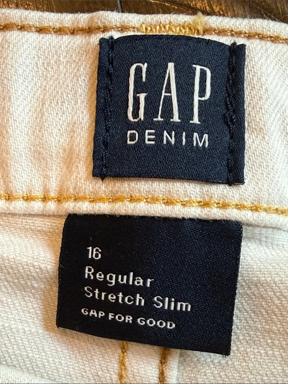 Gap Kids French White Stain Resistant Stretch Slim Jeans 16 Adjustable Waist